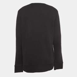 Pre Owned Gucci Black Cotton Logo Printed Sweatshirt 2XL