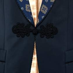 Pre Owned Gucci Midnight Blue Wool & Mohair Lapel Detail Blazer M