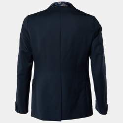 Pre Owned Gucci Midnight Blue Wool & Mohair Lapel Detail Blazer M