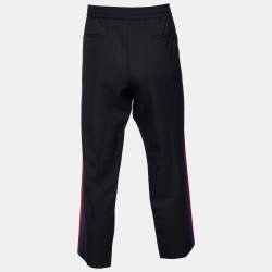 Gucci Black Wool & Mohair Web Striped Drawstring Pants XL