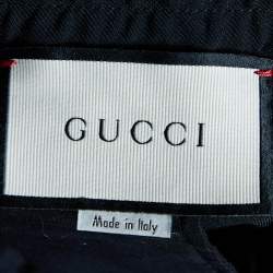 Gucci Black Wool & Mohair Web Striped Drawstring Pants XL