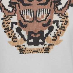 Pre Owned Gucci White Tiger Print Cotton Crew Neck T-Shirt M
