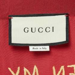 Gucci Red Embroidered Satin Oversized Shirt S