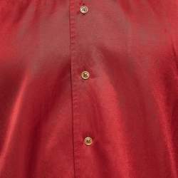 Gucci Red Embroidered Satin Oversized Shirt S
