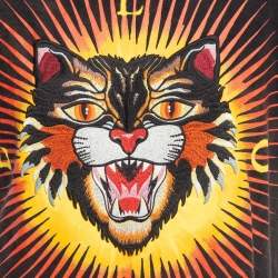 Gucci Brown Tiger Motif Applique Cotton Crew Neck T-Shirt XS
