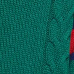 Pre Owned Gucci Green Wool Cable Knit V-Neck Sweater L