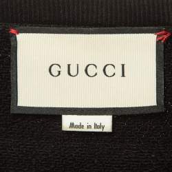 Gucci Black Logo Print Embroidered Cotton Knit Sweatshirt M