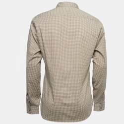 Pre Owned Gucci Brown Triangle Print Cotton Full Sleeve Shirt XL