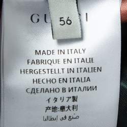 Pre Owned Gucci Navy Blue/Red Jacquard Knit Blazer 3XL