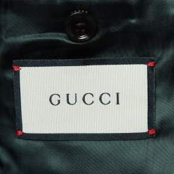 Pre Owned Gucci Navy Blue/Red Jacquard Knit Blazer 3XL