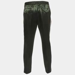 Pre Owned Gucci Green Side Stripe Satin Joggers M