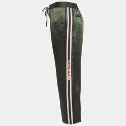 Pre Owned Gucci Green Side Stripe Satin Joggers M