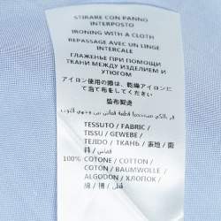 Pre Owned Gucci Blue Embroidered Cotton Short Sleeve Shirt L