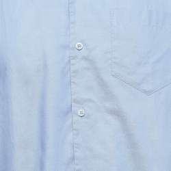Pre Owned Gucci Blue Embroidered Cotton Short Sleeve Shirt L