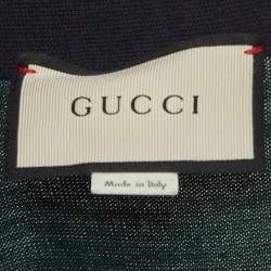 Pre Owned Gucci Green Wool Web Detail V-Neck Jumper XL