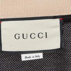 Gucci Black Knit Logo Detail Half Sleeve Polo T-Shirt L