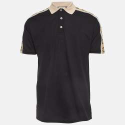 Gucci Black Knit Logo Detail Half Sleeve Polo T-Shirt L