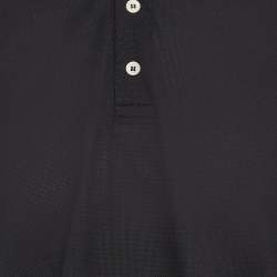 Gucci Black Knit Logo Detail Half Sleeve Polo T-Shirt L
