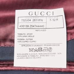 Pre Owned Gucci Navy Blue Dotted Wool Single Breasted Suit XL 