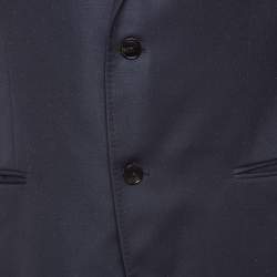 Pre Owned Gucci Navy Blue Dotted Wool Single Breasted Suit XL 