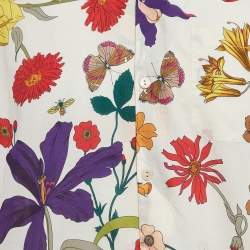 Gucci Cream Floral Printed Muslin Cotton Bowling Shirt S