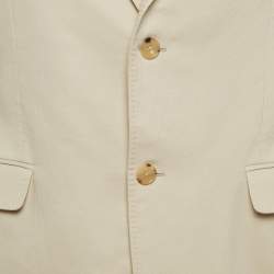 Pre Owned Gucci Beige Textured Cotton Single Breasted Suit L