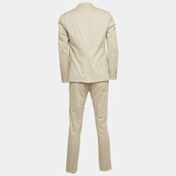 Gucci Beige Textured Cotton Single Breasted Suit L