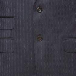 Pre Owned Gucci Navy Blue Pinstripe Wool Single Breasted Suit L
