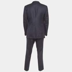 Pre Owned Gucci Navy Blue Pinstripe Wool Single Breasted Suit L