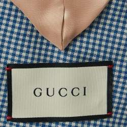 Gucci Blue Gingham Check Mohair Singled Breasted Suit XXL/L