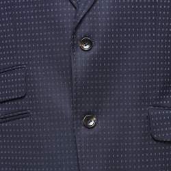 Gucci Navy Blue Checked Wool Single Breasted Suit L