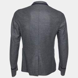 Gucci Grey Wool Jersey Button Front Jacket M