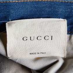 Gucci Blue Denim Snake Embroidered Regular Fit Jeans L/Waist 37"