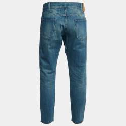 Gucci Blue Denim Snake Embroidered Regular Fit Jeans L/Waist 37"