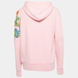 Gucci Pink Vintage Logo Print & Embroidered Cotton Hooded Sweatshirt M