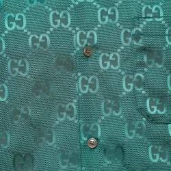 Gucci Green GG Jacquard Nylon Bowling Shirt S