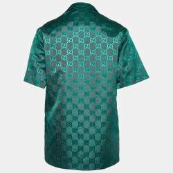 Gucci Green GG Jacquard Nylon Bowling Shirt S