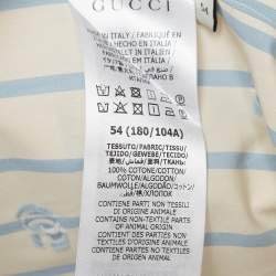 Pre Owned Gucci White/Blue Striped GG Embroidered Cotton Long Sleeve Shirt XXL