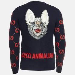 Gucci Blue Knit Animalium Sweater XS
