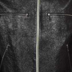 Gucci Black Logo Printed Leather Rider Jacket M