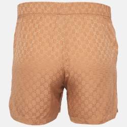 Gucci Beige Brown GG Web Silk Shorts S