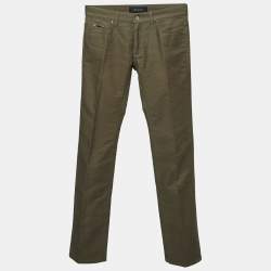 Pre Owned Gucci Olive Green Cotton Pants S