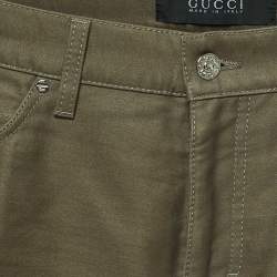 Pre Owned Gucci Olive Green Cotton Pants S