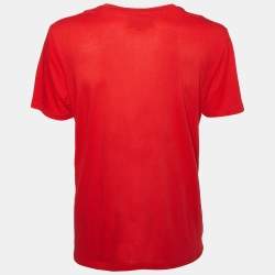 Pre Owned Gucci Red L'Aveugle Par Amour Print Cotton Crew Neck T-Shirt M