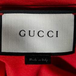 Pre Owned Gucci Red L'Aveugle Par Amour Print Cotton Crew Neck T-Shirt M