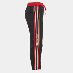 Pre Owned Gucci Black Crepe Contrast Trim Detailed Joggers XS