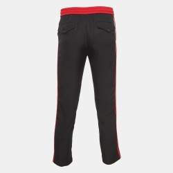 Pre Owned Gucci Black Crepe Contrast Trim Detailed Joggers XS