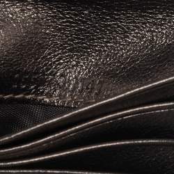 Pre Owned Gucci Metallic Gun Metal Guccissima Leather Compact Wallet