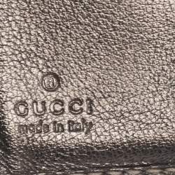 Pre Owned Gucci Metallic Gun Metal Guccissima Leather Compact Wallet