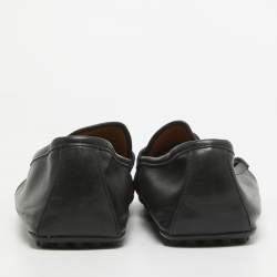 Gucci Black Leather Web Penny Loafers Size 42.5 